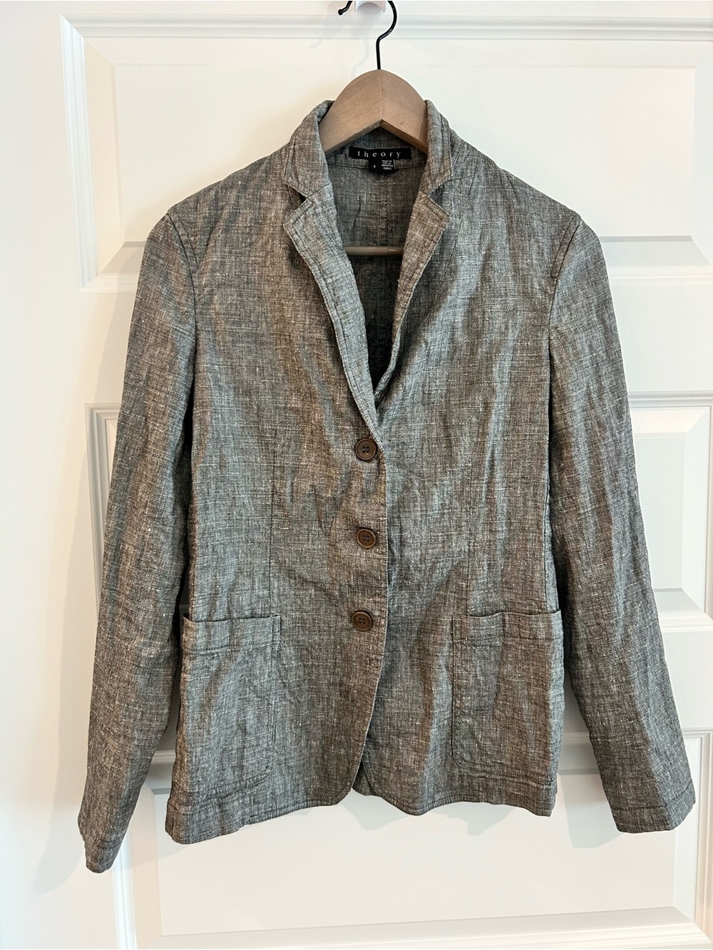 Theory Linen Blazer Gray Size 4